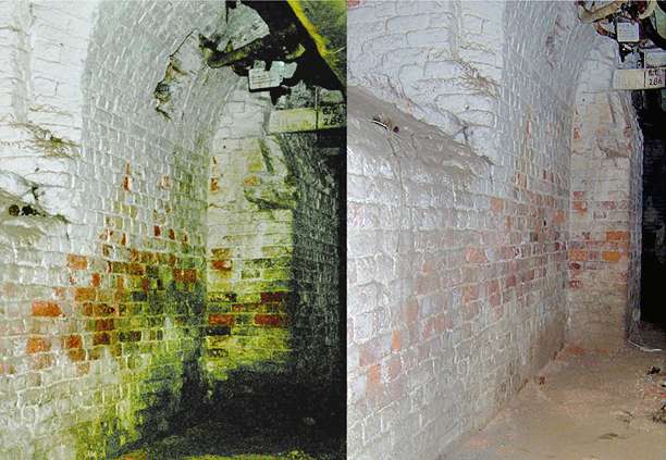 Wall dehumidification before / after